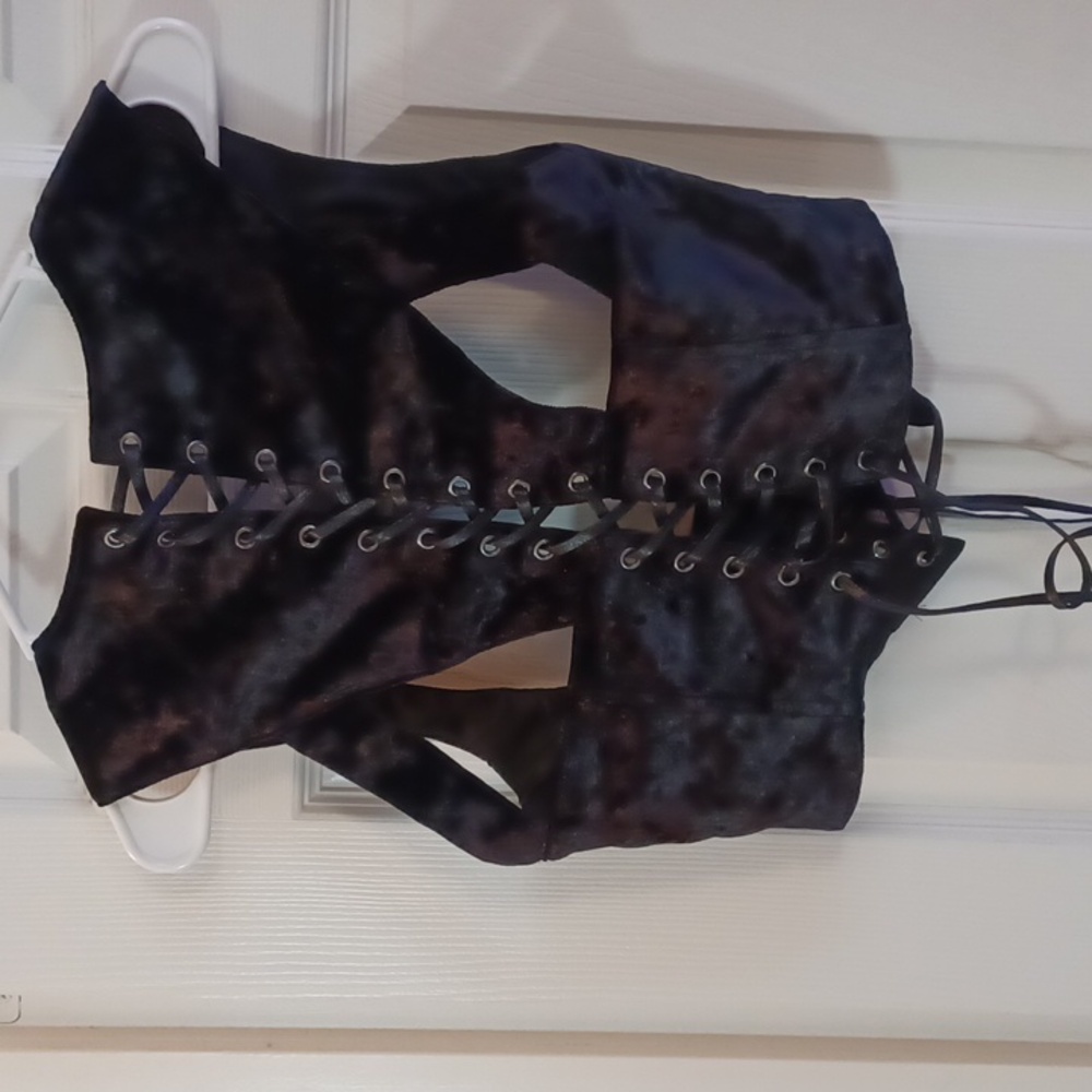 Widow black velvet corcet buckel on chest and lace in front and back LARGE - Picture 12 of 12